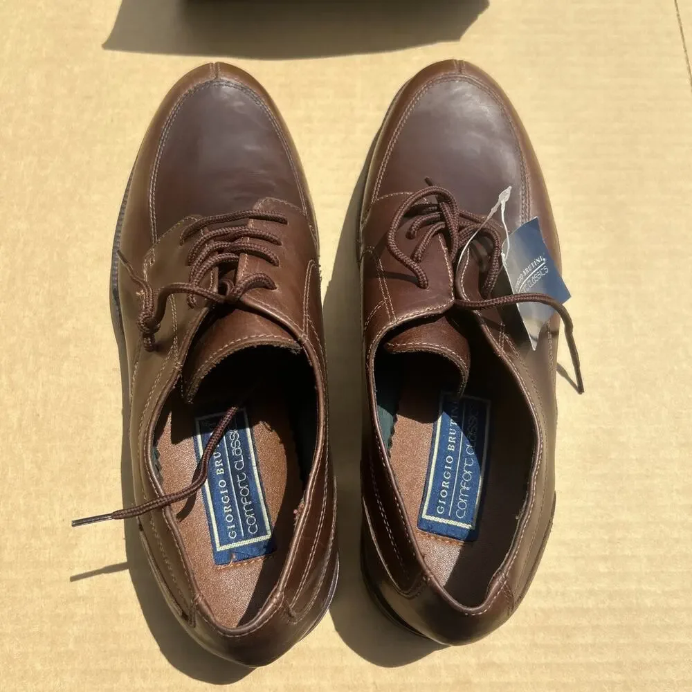 Giorgio Brutini Seahorse 121762 Brown Leather Oxford Shoes Mens 12D NWT As-Is